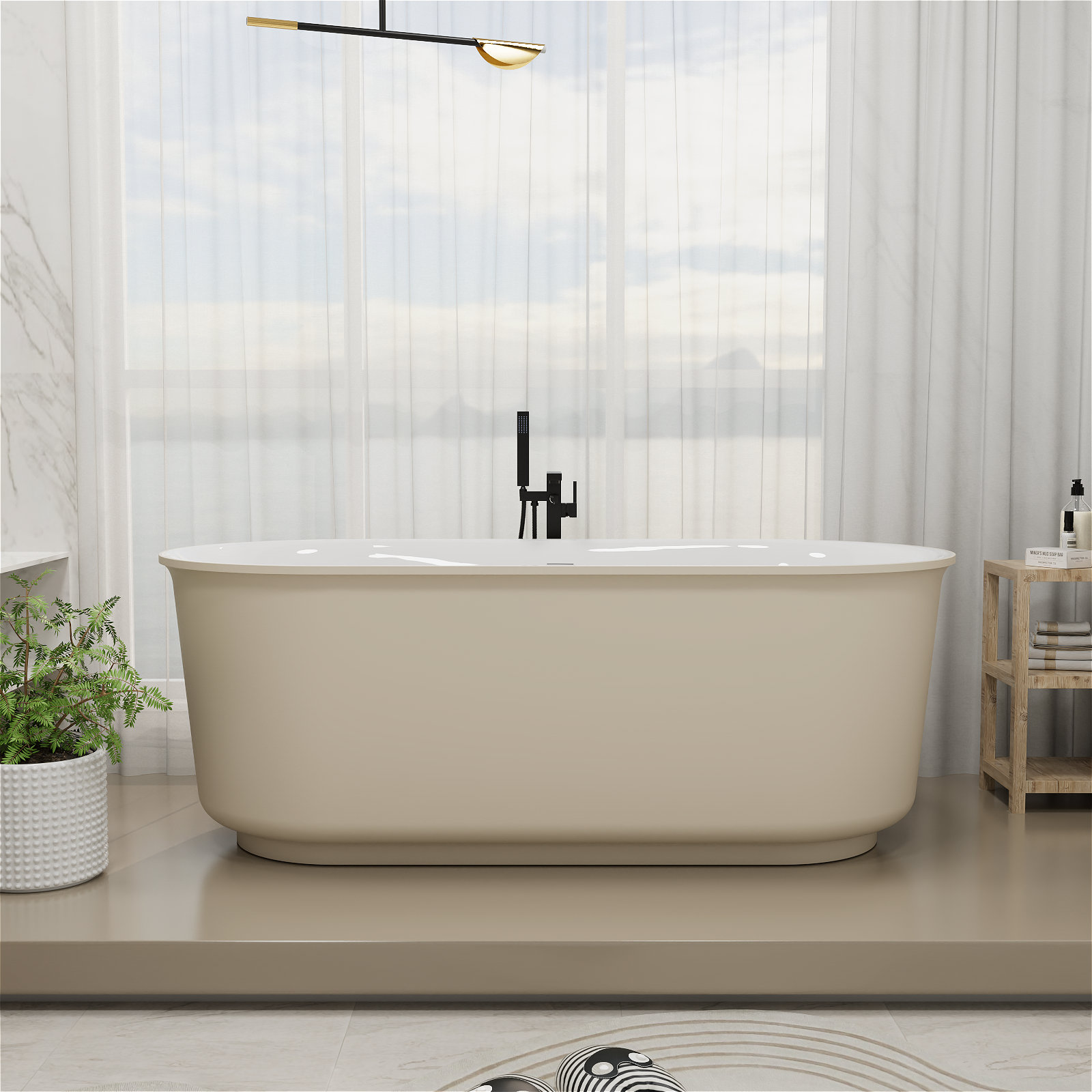 Colour 59'' Soaking Bathtub, Khaki