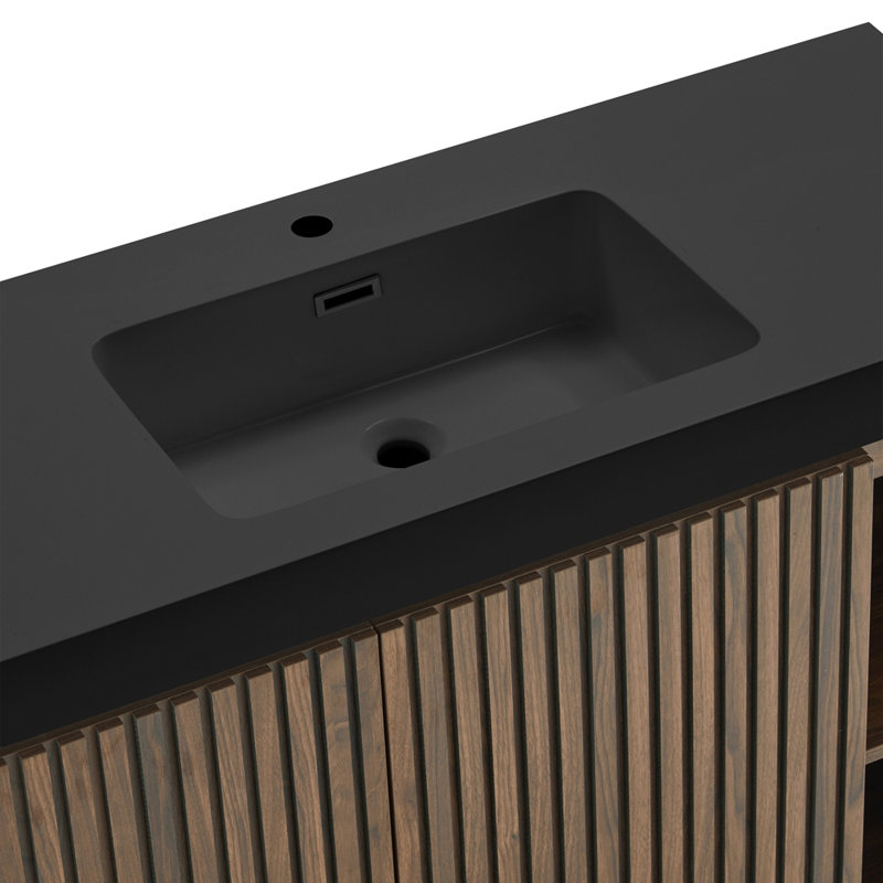 Meuble-lavabo autoportant en noyer de 48 po avec lavabo 48 po Winston, Black