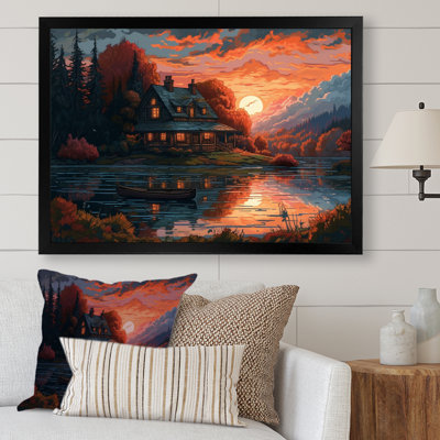 «Saadiah Autumn Sunset Cottage II», reproduction sur toile
