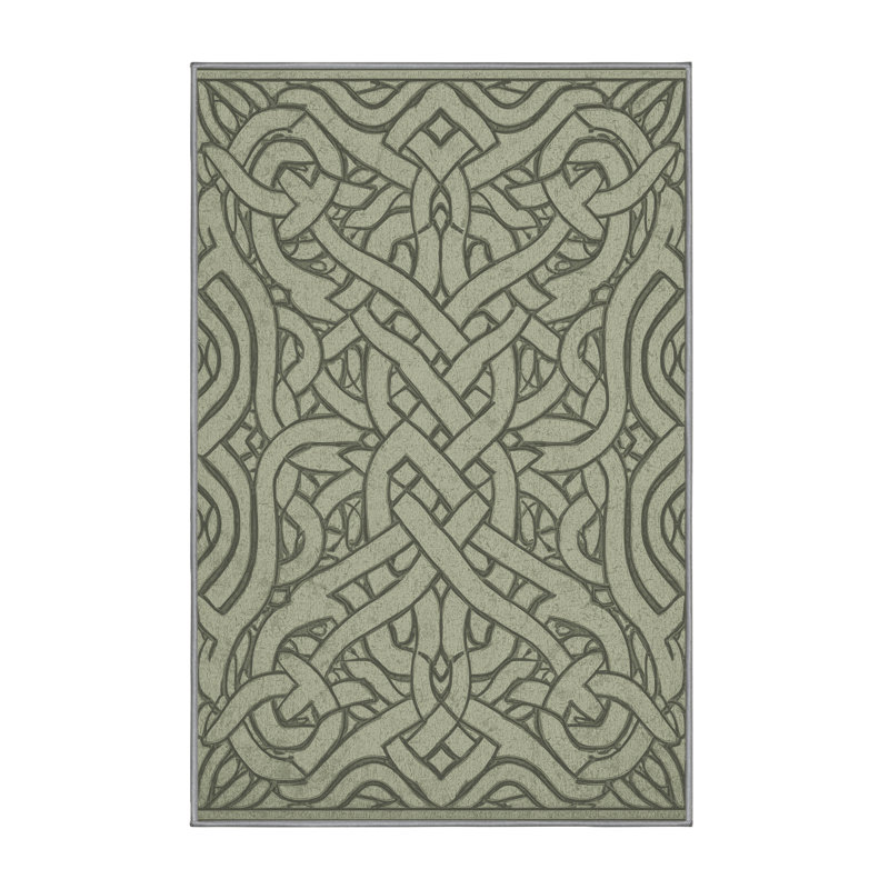 Soft Plush Feuerstein St Patties Modern & Contemporary Abstract Area Rug in Brown – Gray Binding, 8x10