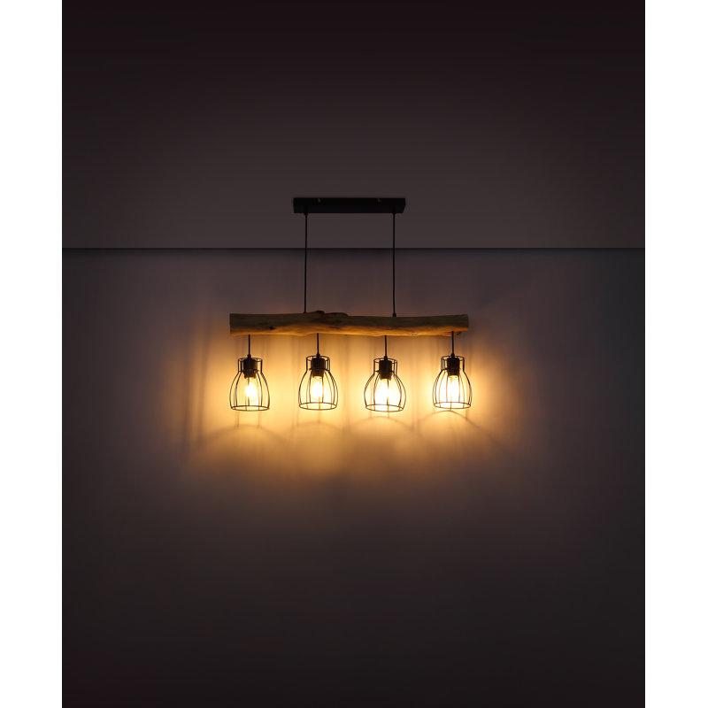 Cherita 4 - Light Black/Natural Kitchen Island Pendant