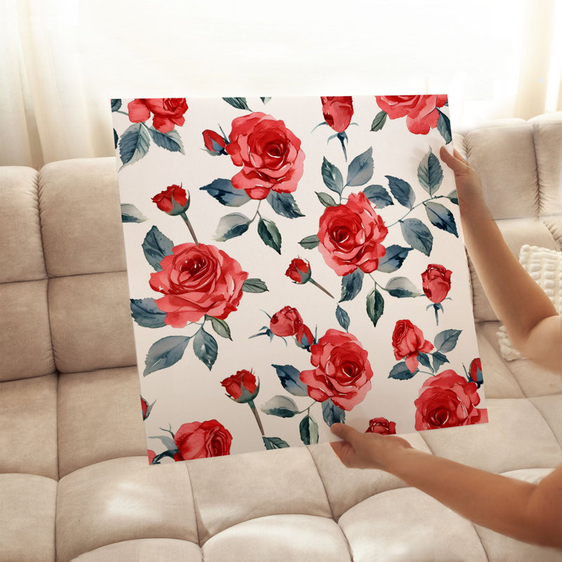 «Floral Red Roses», reproduction d'art non encadrée, H 20 po x l 20 po