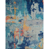 Contemporary One-of-a-Kind Rectangle 9'2" X 12'6" Hand Knotted Area Rug