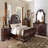 Dark Cherry Finish With Gold Tipping European Design 1Pc Nightstand With Genuine Marble Top Traditional Bedroom Furniture 3-Drawers-49792094