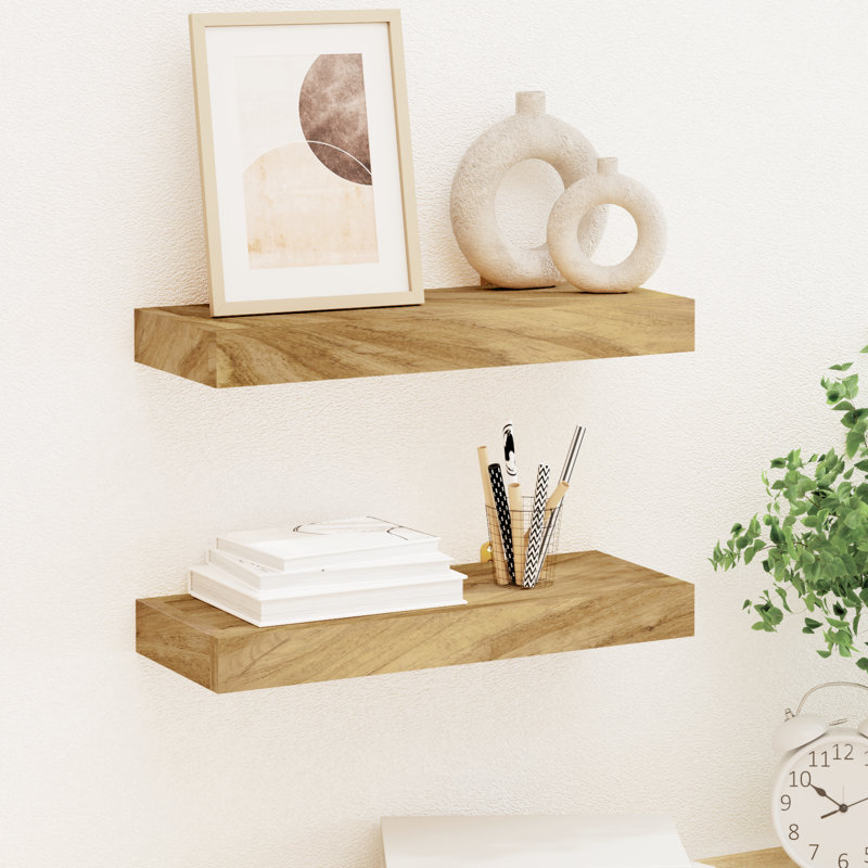 Jodok Wall Shelves 2 pcs Solid Wood Teak, 4cm H x  40cm W x 15cm D