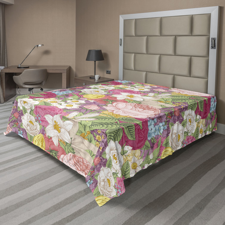 Ambesonne, drap plat floral pivoines, art botanique printanier