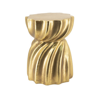 Gold Swirl Magnesium Accent Stool, Contemporary Side Table And Decorative Display Stand For Extra Seating | Gift Idea