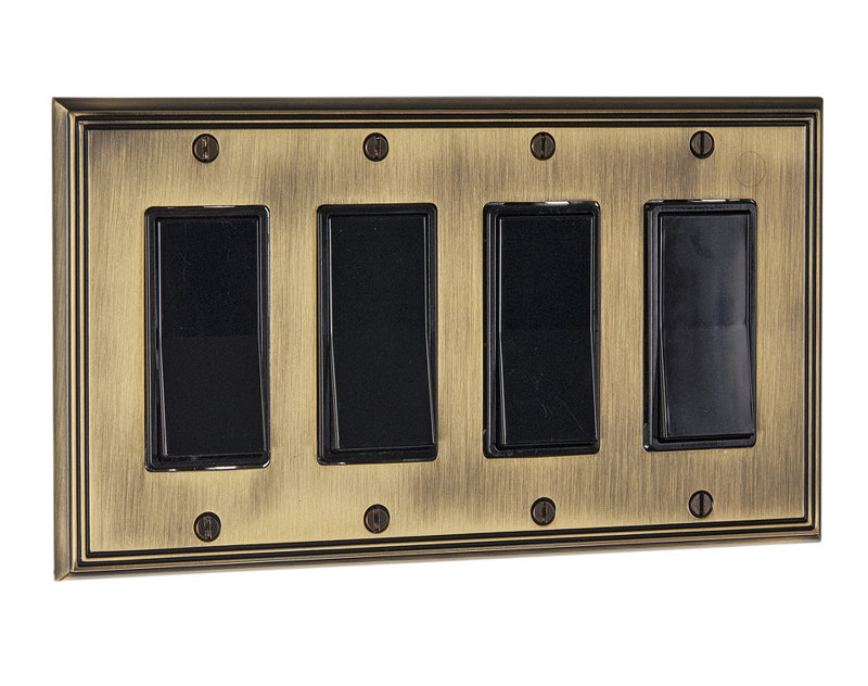 Decora 4-Gang Rocker Wall Plate, Antique English