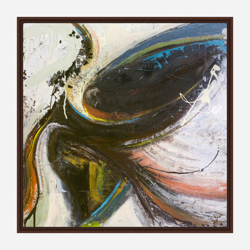Mid-Century encadré par John Beard, H 42 po x l 42 po x P 2 po, Cadre flottant brun