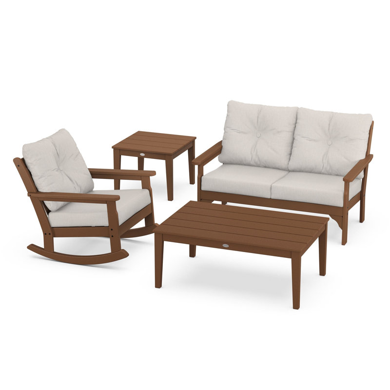 Vineyard 4-Piece Deep Seating Rocker Set, Cast Ash, Teak