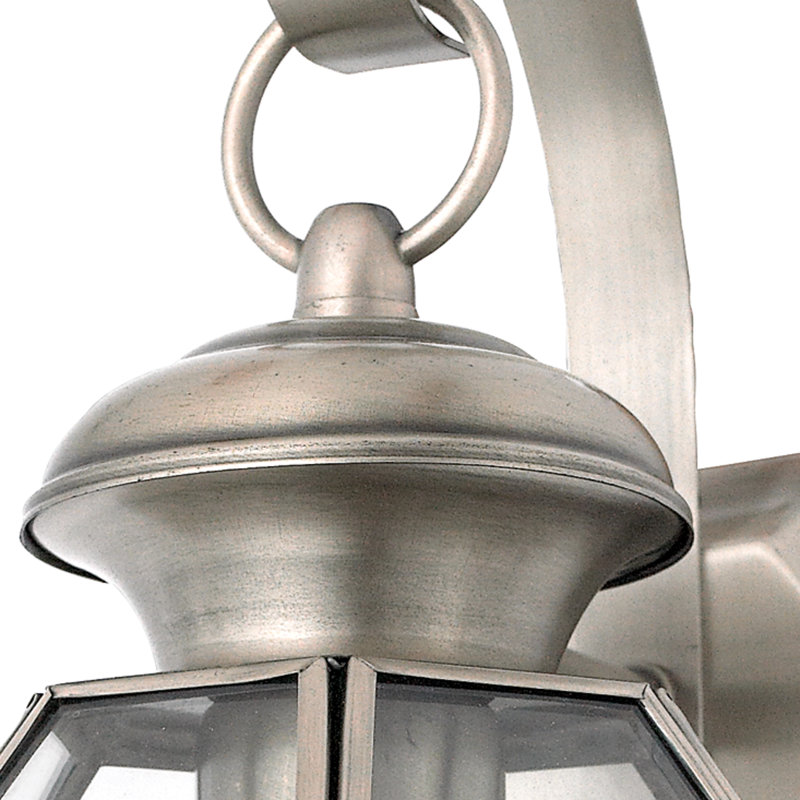Newbury 1-Light Pewter Outdoor Wall Lantern, Pewter, 7" W x 11.5" H x 6.75" D