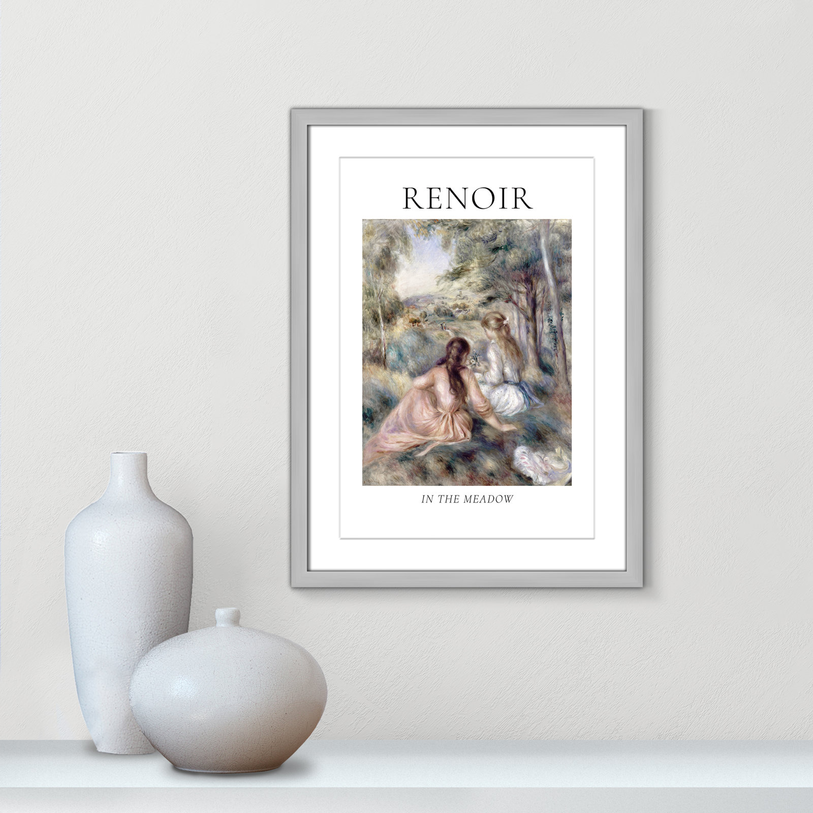 Old Masters Collection " In The Meadow " by Auguste Renoir, Yes, 23" H x 17" W x 1.25" D, Silver Single Picture Frame