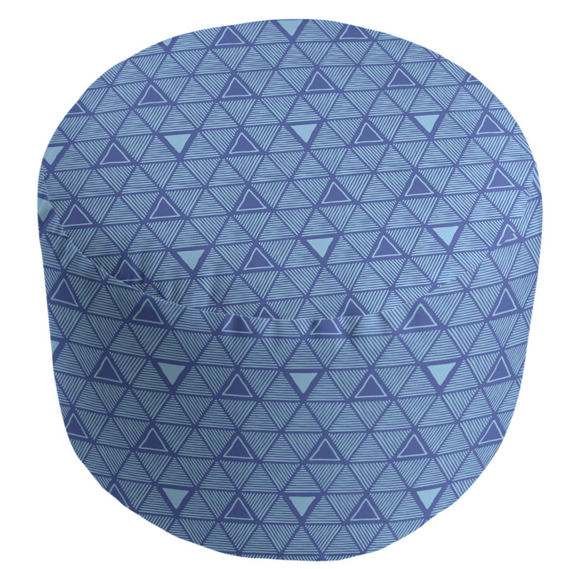 Upholstered Pouf, Blue/Sky Blue