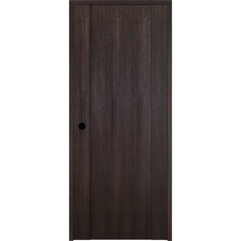 Porte battante simple en bois manufacturé Avon 01, 17,75 po x 79,37 po, Chêne Veralinga, Main droite