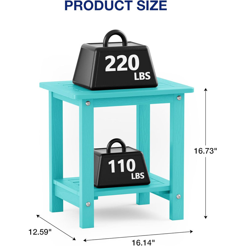 Table d'appoint extérieure Rosibel L 16,14 po x l 12,59 po Rosibel, Sarcelle