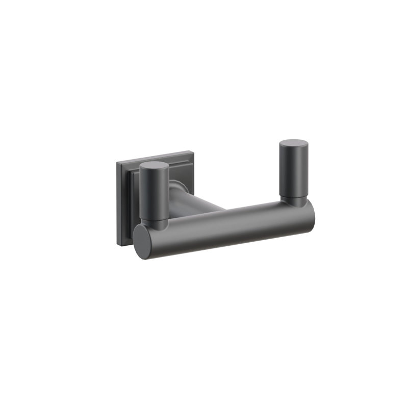 Emtek Select Double Hook w/ Step Square Rosette, Round Stem & Smooth Tip, Flat Black