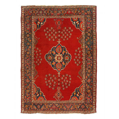 Tapis kurde rétro rouge noué à la main 4 pi 8 po x 6 pi 8 po rouge
