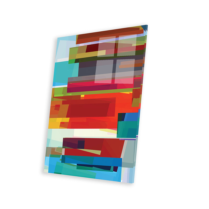 Impression de rectangles colorés sur verre acrylique, H 24 po x l 16 po x P 0,25 po