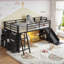 Lit mezzanine simple en métal avec glissière réversible, tiroirs de rangement, tablettes et éclairage DEL-1806738121