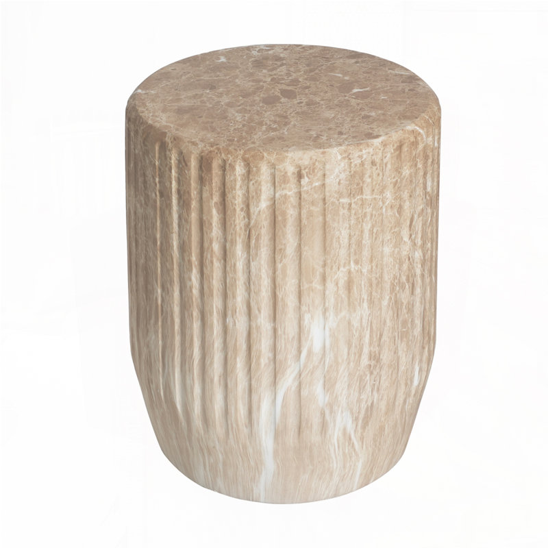 Table d'appoint de patio sculptée avec plateau rond, Doré