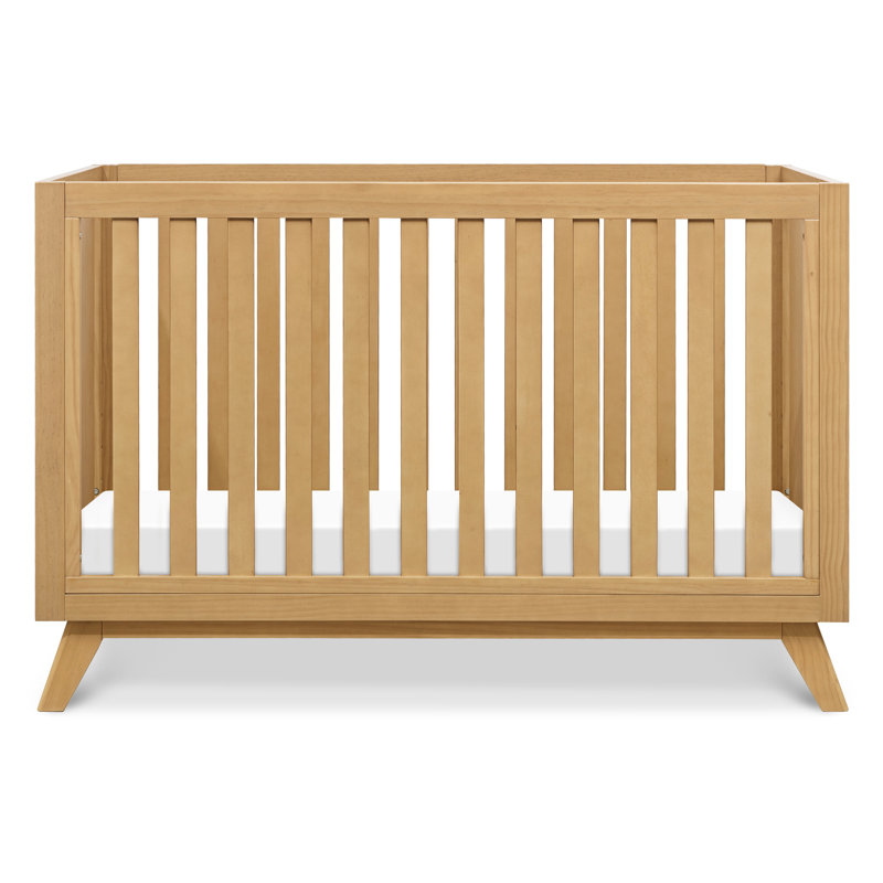 Honey Wood 3-in-1 Convertible Crib with Flared Legs