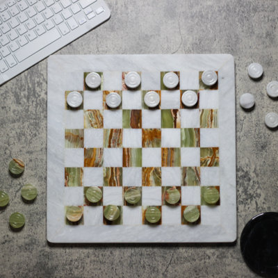 Marble Cultures Marble Backgammon & Checkers Set