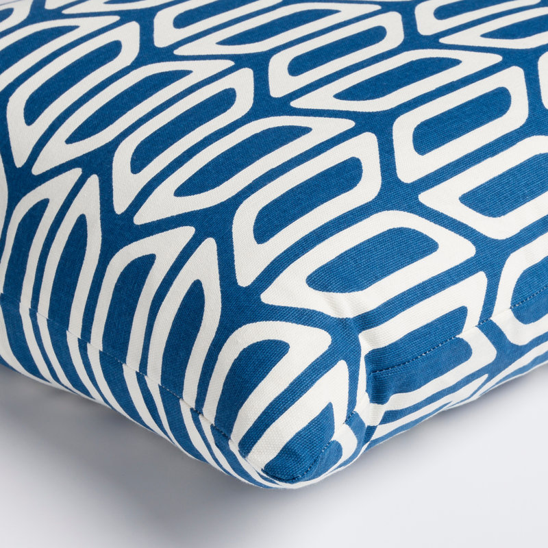 Trudy Geometric Cotton Reversible Pillow Cover, Navy/ White, Polyester/Polyfill