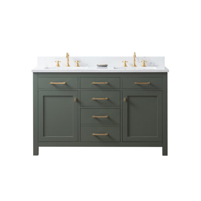 Ajhane 54'' Free-standing Double Bathroom Vanity with Engineered Stone Vanity Top