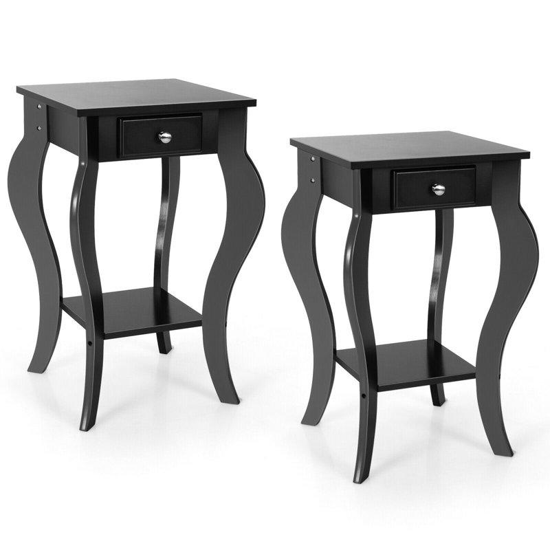 Gymax 16.5'' W Nightstand, Black