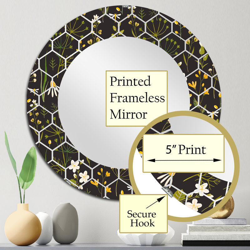 Fleurs abstraites sauvages dans la prairie - Miroir mural moderne, 24 po x 24 po