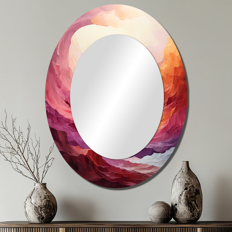Coloré arc-en-ciel coloré II - miroir mural ovale traditionnel, 40 po x 30 po
