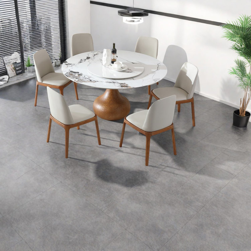 Superbes ensembles de table de salle à manger modernes avec plateau tournant, pierre frittée, conception compacte pour la cuisine et la salle à manger