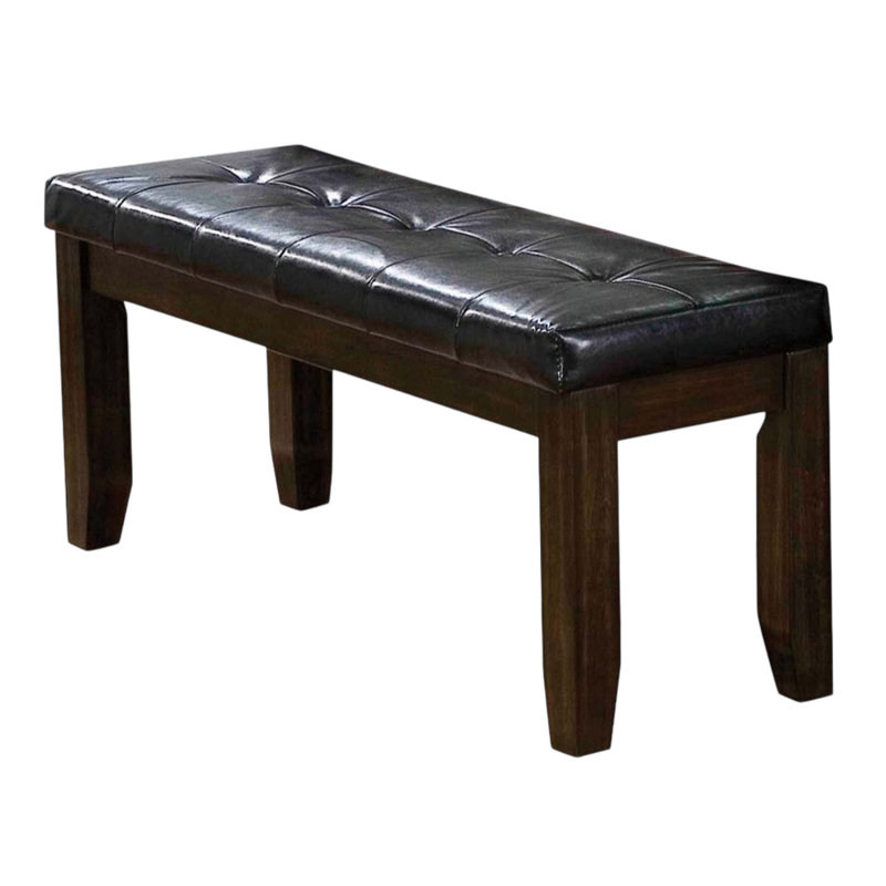 Banc rembourré en similicuir Leddy, banc de bout de lit, banc d'entrée, Noir / Espresso