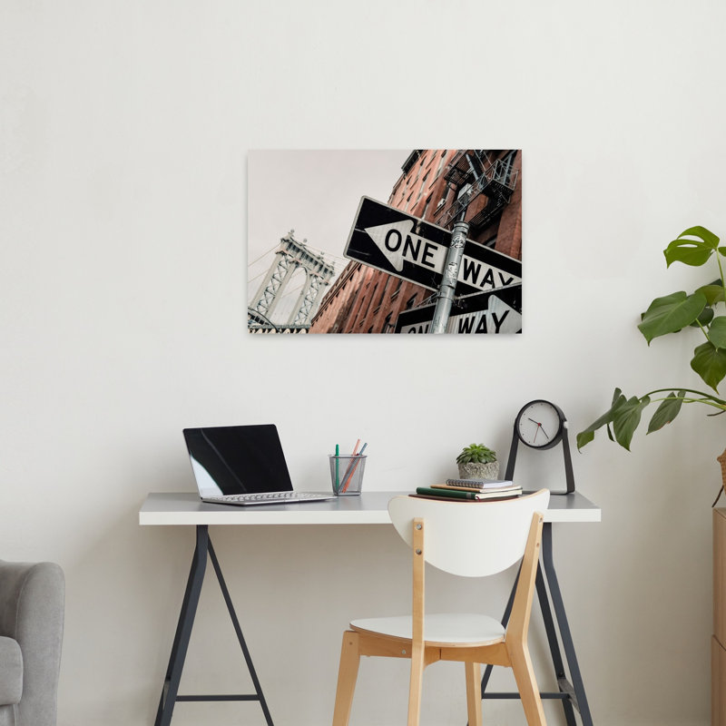 Manhattan Bridge One Way Classic Abstract Architecture City Wall Art Print 1 Piece Wrapped Canvas Wall Art