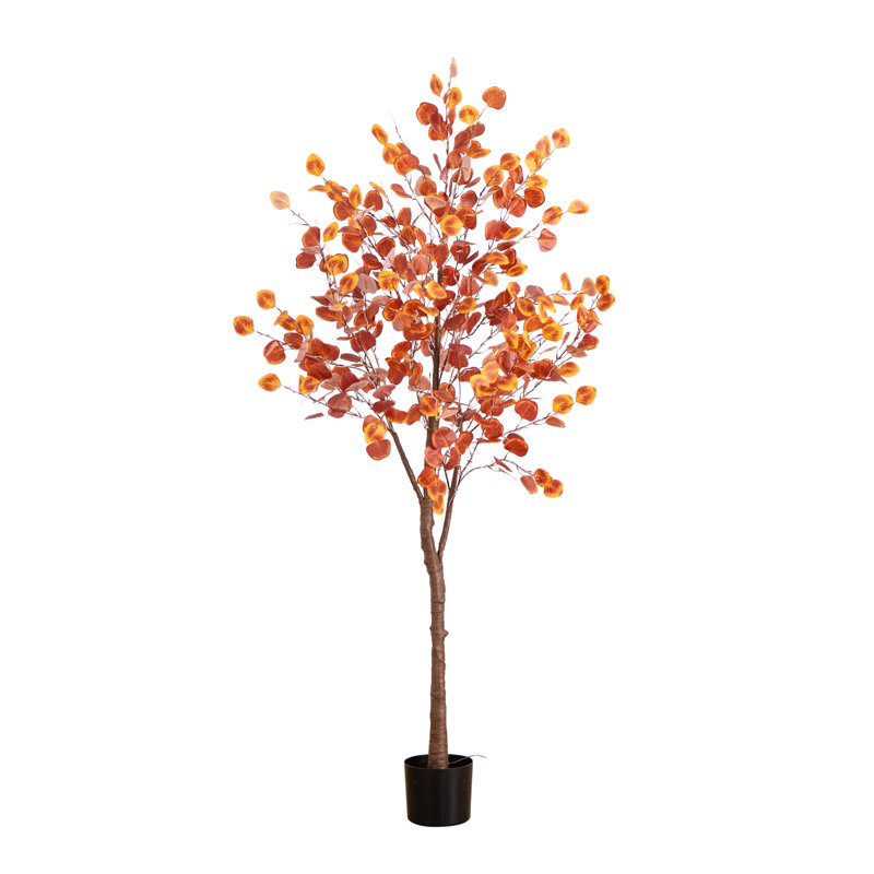 6ft. Pre-Lit Autumn Eucalyptus Artificial Fall Tree with 300 Warm White LED Lights
