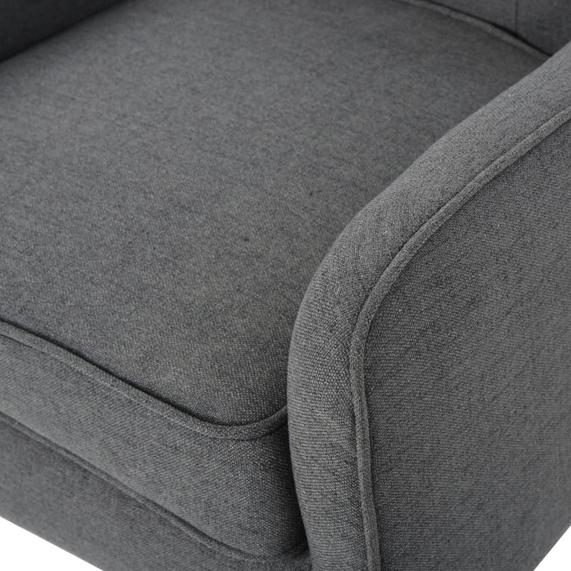 Chaise avec accoudoirs Mid-Century moderne gris anthracite, dossier et rembourrage doux, avec accoudoirs l 28,62 po x P 25,38 po avec pieds en bois