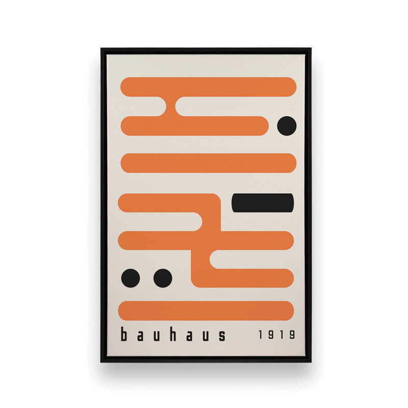 Impression sur toile orange Bauhaus, H 18,75 po x l 12,75 po, Noir satiné