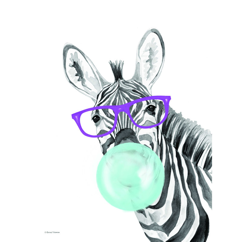 Bubble Gum Zebra - impression sur toile tendue, H 16 po x l 12 po
