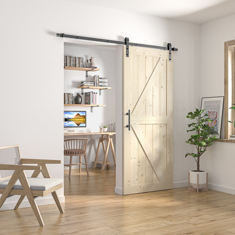 Coast Sequoia 84" Knotty Pine Wood Sliding Barn Door with Hardware Kit