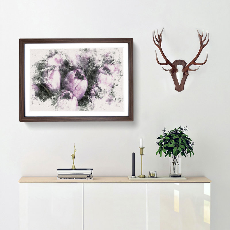 The Purple Tulips - Picture Frame Painting Print, 33cm H x 45cm W x 2cm D, Walnut Framed