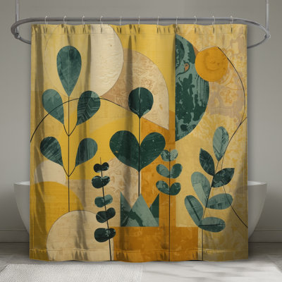 Geometric Botanical Abstract Shower Curtains Extra Long