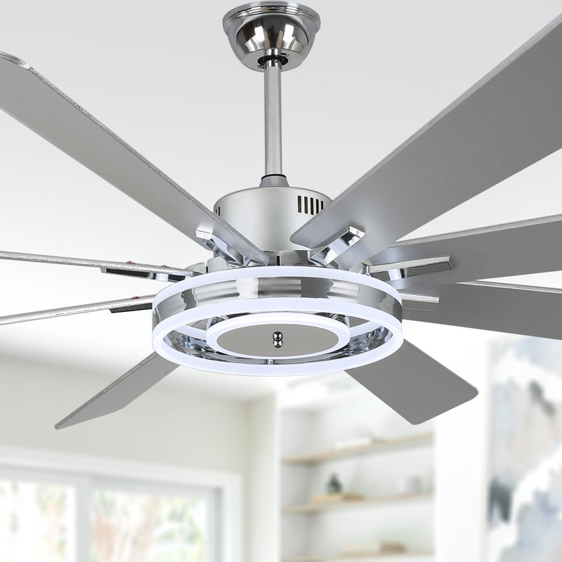 Ventilateur de plafond chromé moderne 72 po avec lumières et télécommande Nimbella, Chrome