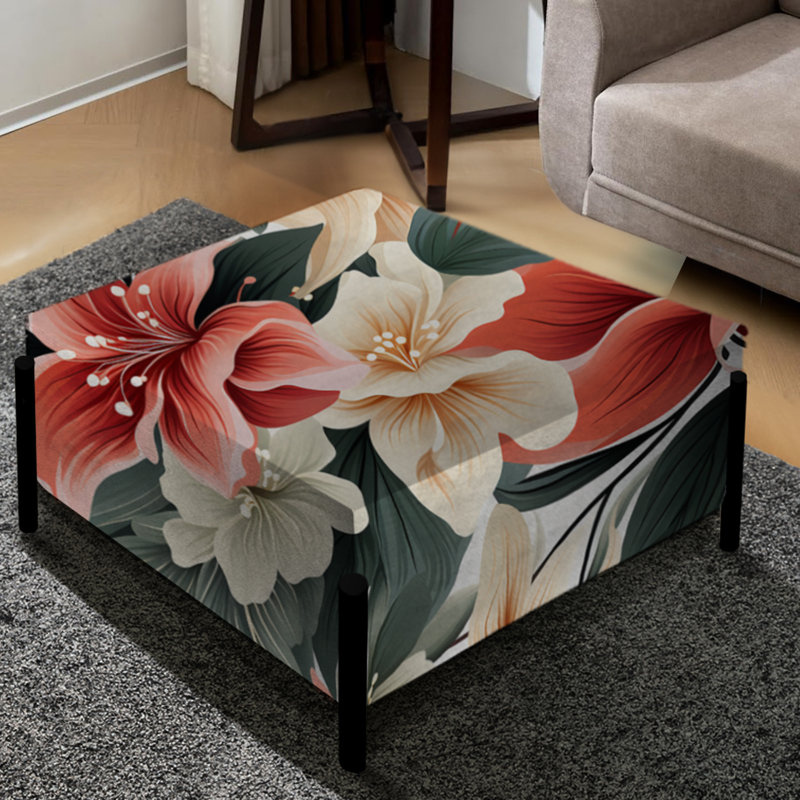 Motif tropical discret de style corail - Grand repose-pieds carré tropical