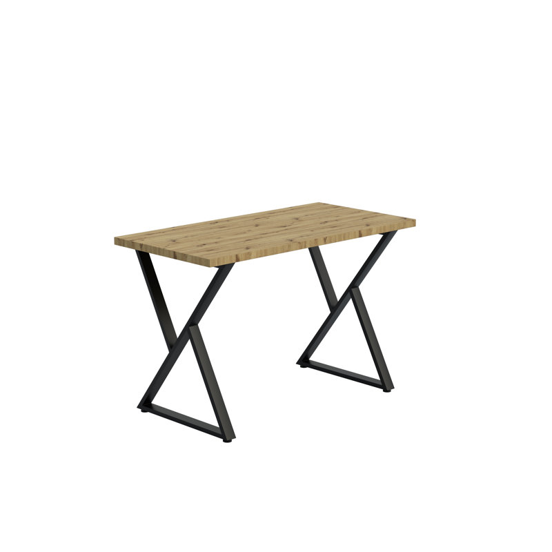 Metal Base Dining Table, Artisan Oak, 72cm H x 120cm W x 60cm D