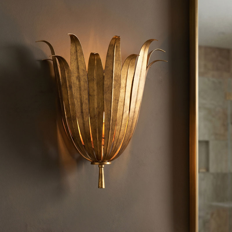 Risborough 13.75" H Steel 1-Light Dimmable Steel Wallchiere, Antique Gold