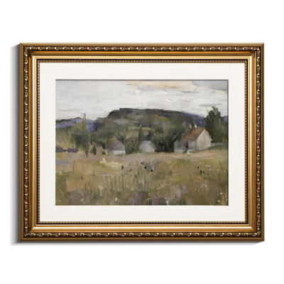 Reproduction d'art encadrée dorée, impression sur toile, paysage vintage, impressions murales abstraites, scène de campagne sereine, impressions murales, décor Mid-Century moderne pour le salon, chambre à coucher 13 x 16 po