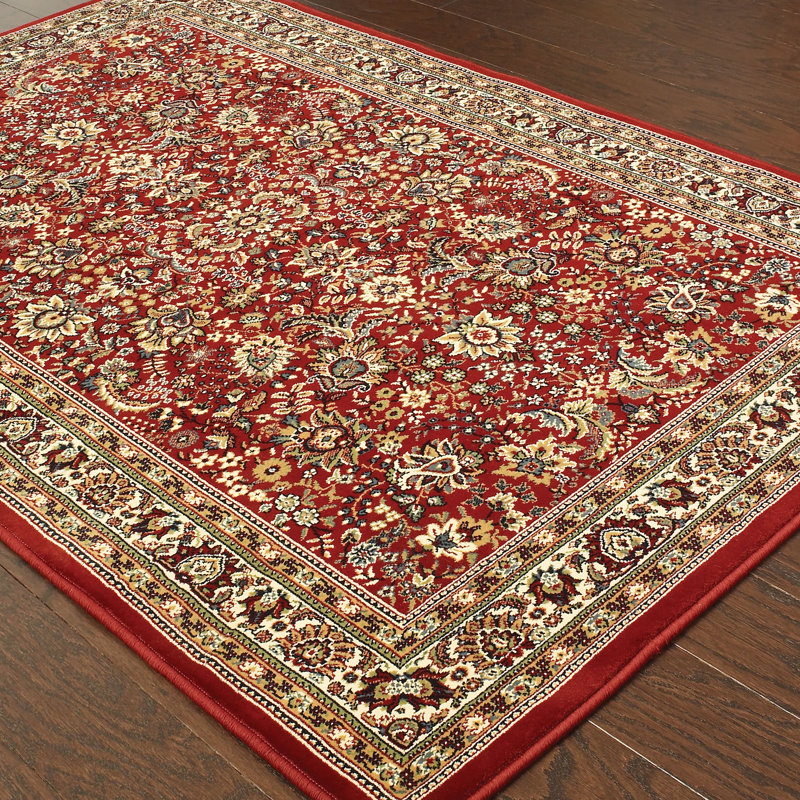 Tapis oriental rouge / ivoire Shelburne, Rectangle 5 pi 3 po x 7 pi 9 po