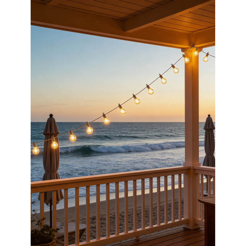 69FT G40 LED String Lights Outdoor, Black, Plug-In Waterproof, 32+2 Bulbs