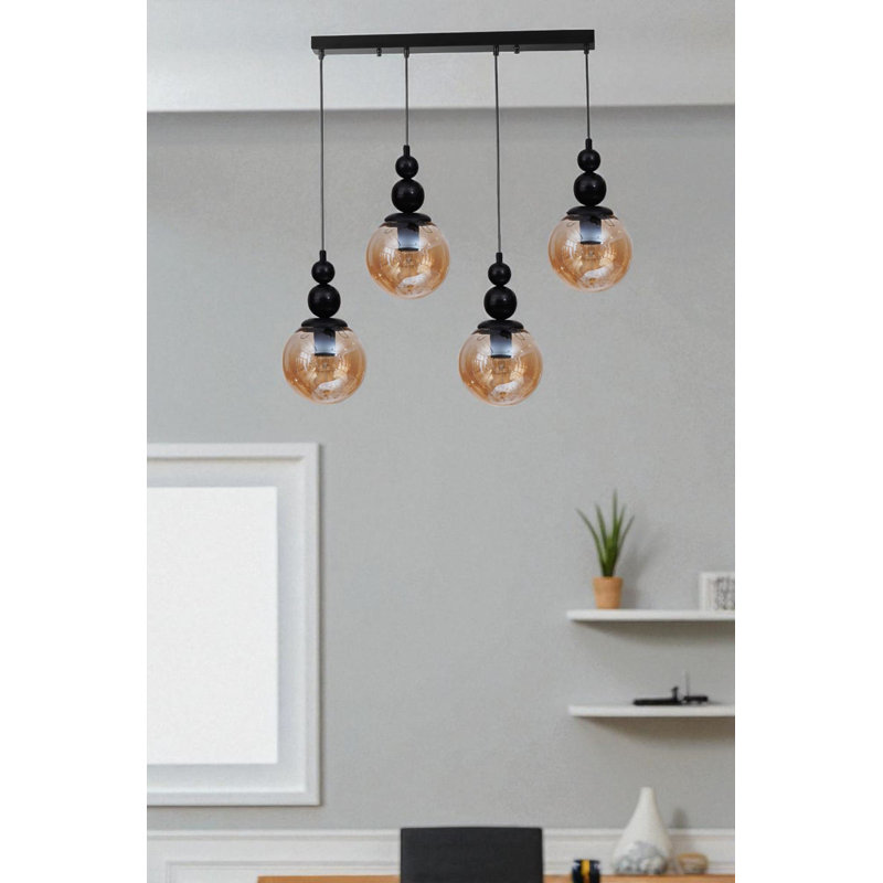 Lustre, Miel / noir, 4 étages, Quatre lumières