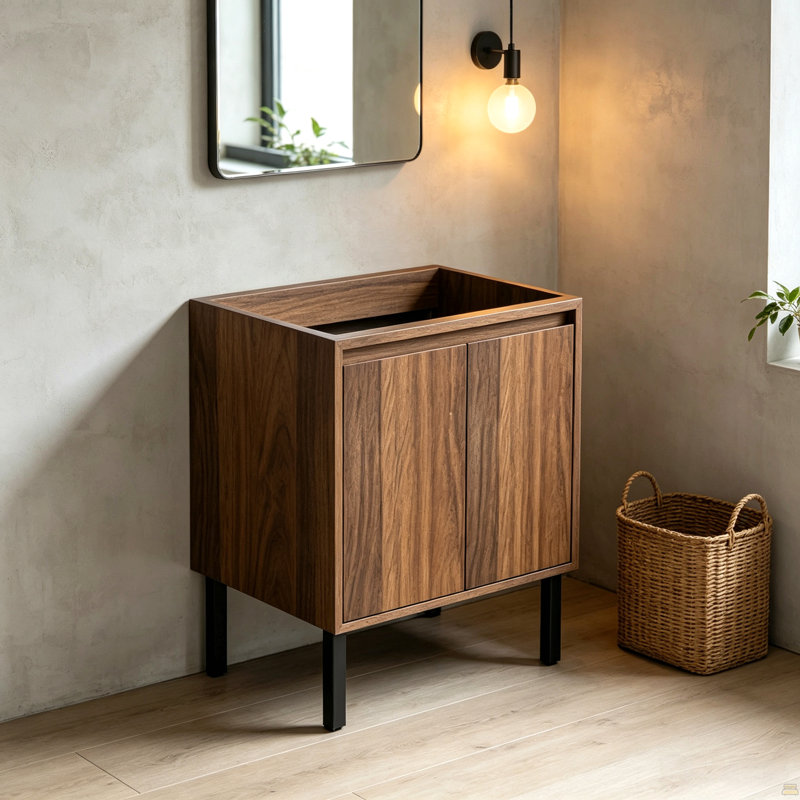 Meuble-lavabo de salle de bain sans lavabo, Brun